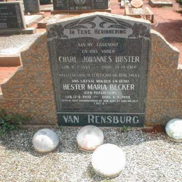 RENSBURG Charl Johannes Hester, van 1889-1960 &amp; Hester Maria Bekker POTGIETER