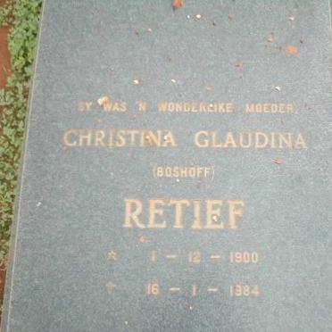 RETIEF Christina Claudina geb. BOSHOFF 1900-1984