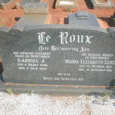ROUX Gabriel J., le 1896-1964 &amp; Maria Elizabeth Gertruida 1902-1986