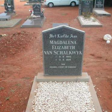 SCHALKWYK Magdalena Elizabeth, van 1945 - 1994