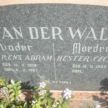 WALT Lourens Abram, van der 1919-1967 &amp; Hester Cecilia 1923-