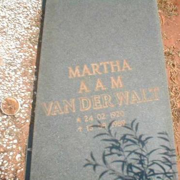 WALT Martha A.A.M., van der 1920-1989