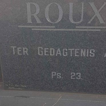 ROUX Daniel Francois 1906-1958 &amp; CONR? Hester D.A.S. voorheen ROUX nee ERASMUS 19??-