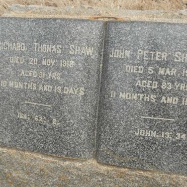 SHAW John Peter -1922 :: SHAW Richard Thomas -1918