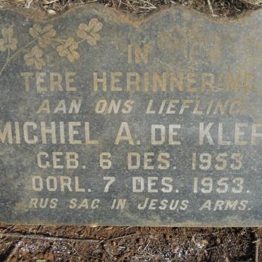 KLERK Michiel A., de 1953-1953