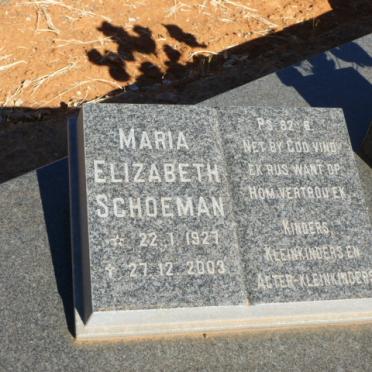 SCHOEMAN Jacobus Cornelius 1919-1974 &amp; Maria Elizabeth 1927-2003
