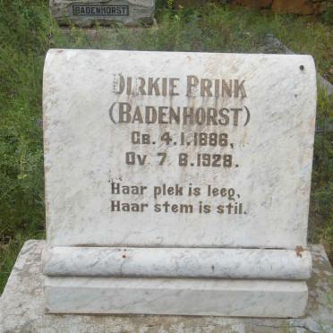 BRINK Dirkie nee BADENHORST 1886-1928