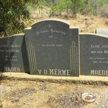 MERWE Jacobus Erasmus, van der 1873-1940 &amp; Elsie Johanna DU PLESSIS 1875-1963