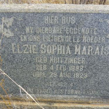 MARAIS Elzie Sophia nee KRITZINGER 1898-1923
