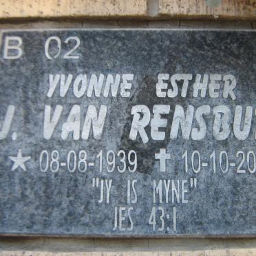 RENSBURG Yvonne Esther, J. van 1939-2013