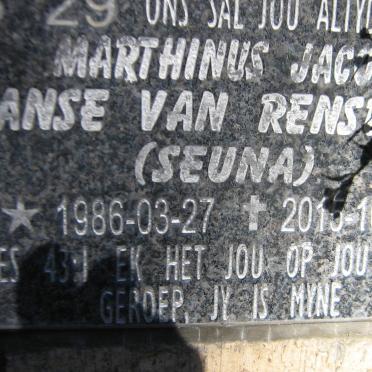RENSBURG Marthinus Jacob, Janse van 1986-2015