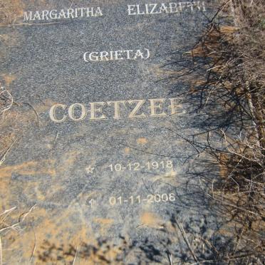 COETZEE Margaritha Elizabeth 1918-2008