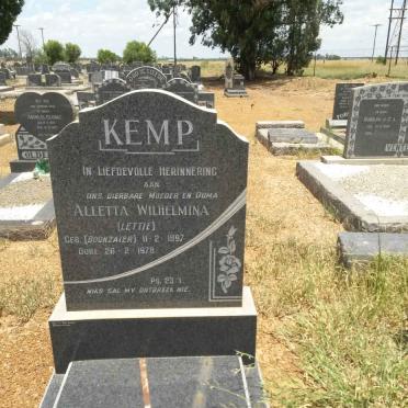 KEMP Alletta Wilhelmina nee BOONZAIER 1897-1978