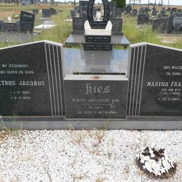 KIES Petrus Jacobus 1884-1975 &amp; Martha Fransina VAN WYK 1908-1993