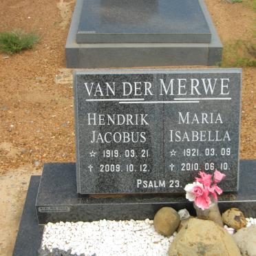 MERWE Hendrik Jacobus, van der 1919-2009 &amp; Maria Isabella 1921-2010