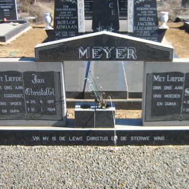 MEYER Jan Christoffel 1919-1994 &amp; Anna Susanna 1922- 2010