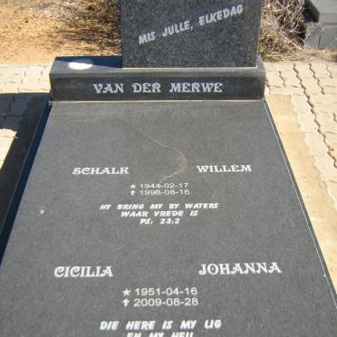 MERWE Schalk Willem, van der 1944-1998 &amp; Cicilia Johanna 1951-2009