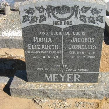 MEYER Jacobus Cornelius 1875-1960 &amp; Maria Elizabeth J.V. RENSBURG 1881-1971