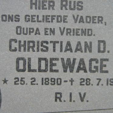OLDEWAGE Christiaan D. 1890-1976