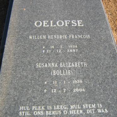 OELOFSE Willem Hendrik Francois 1934-2007 &amp; Susanna Elizabeth 1939-2004