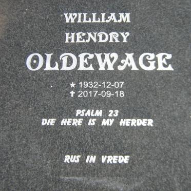 OLDEWAGE William Hendry 1932-2017