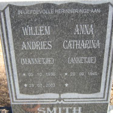 SMITH Willem Andries 1936-2003 &amp; Anna Catharina 1940-