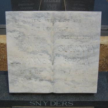 SNYDERS Izak Johannes 1907-1985 &amp; Susanna Sophia 1912-1985