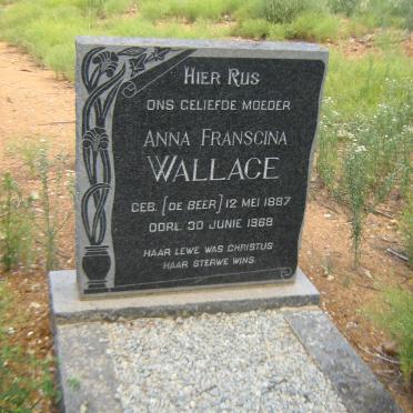WALLACE Anna Franscina nee DE BEER 1887-1968