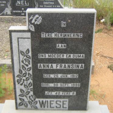 WIESE Anna Fransina 1912-1996