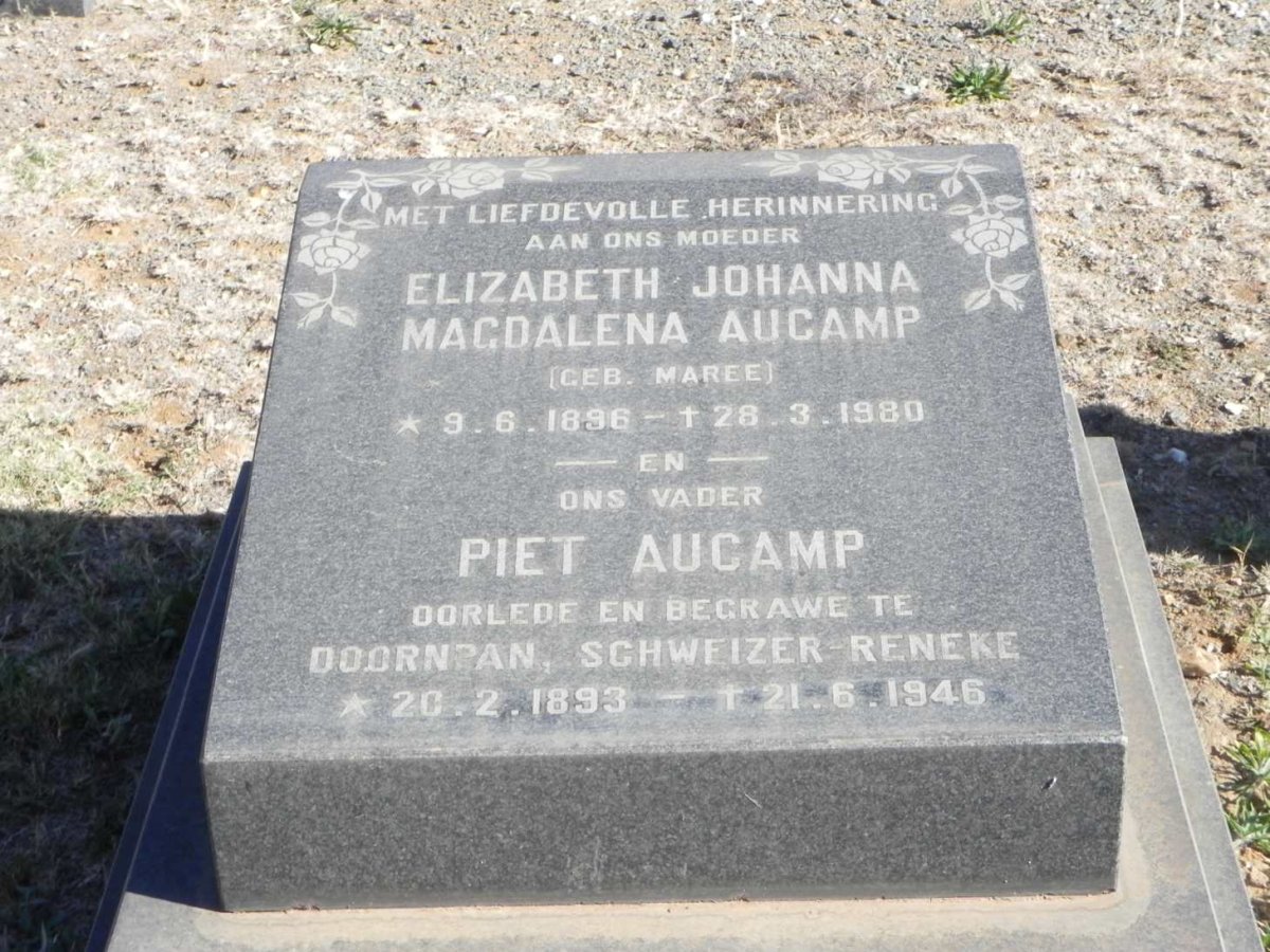 AUCAMP Piet 1893-1946 &amp; Elizabeth Johanna Magdalena MAREE 1896-1980