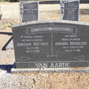 AARDE Abraham Matthys, van 1906-1962 &amp; Johanna Magdalena DU PLOOY 1905-1988