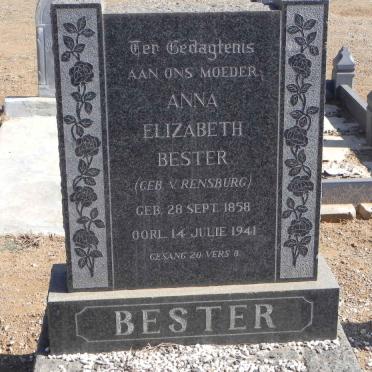 BESTER Anna Elizabeth nee V. RENSBURG 1858-1941