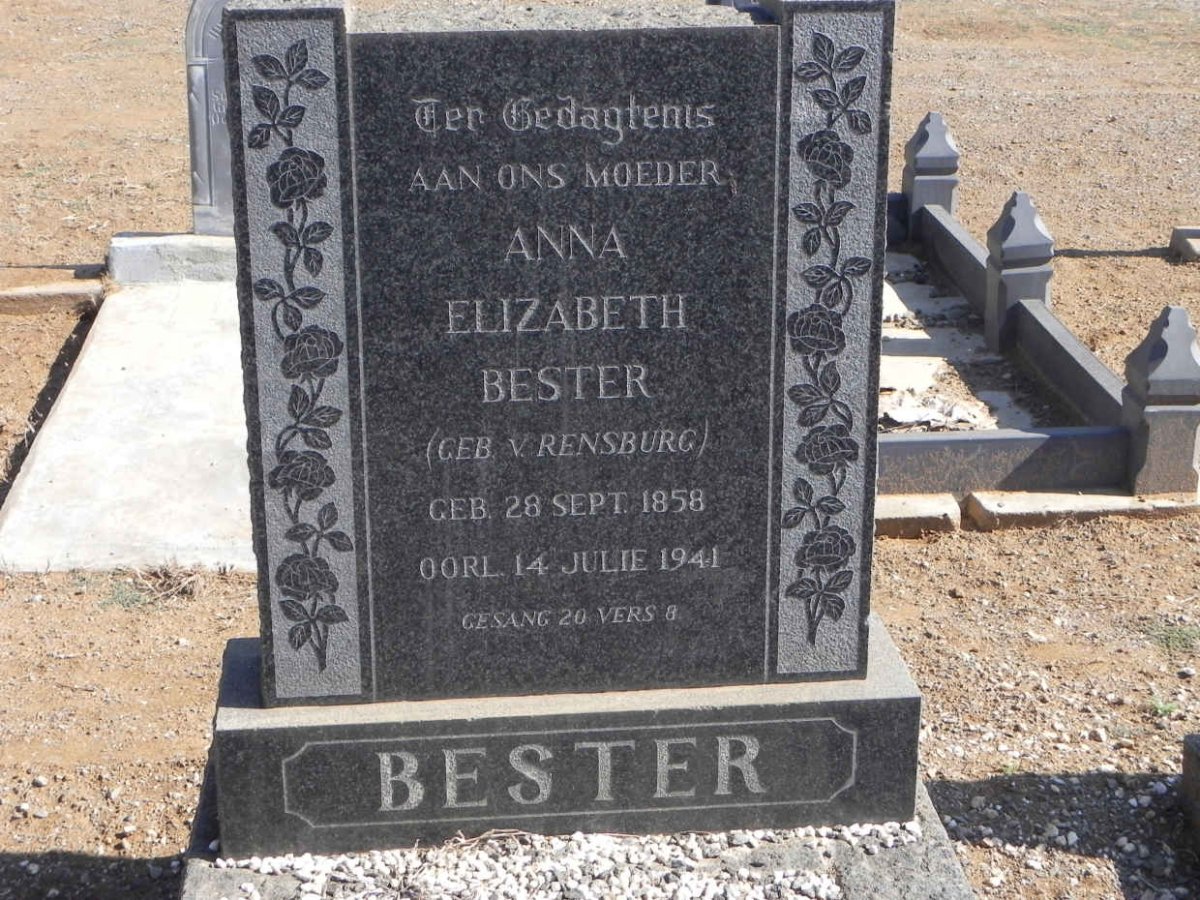 BESTER Anna Elizabeth nee V. RENSBURG 1858-1941