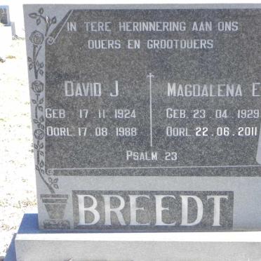 BREEDT David J. 1924-1988 &amp; Magdalena E. 1929-2011