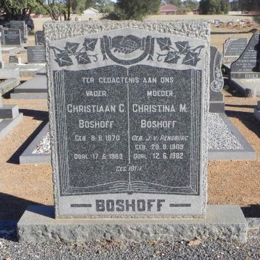 BOSHOFF Christiaan C. 1870-1969 &amp; Christina M. J.V. RENSBURG 1909-1982