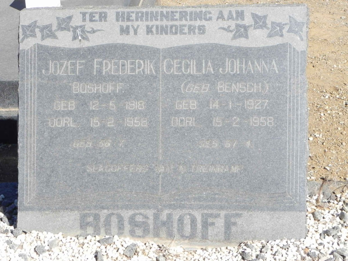 BOSHOFF Jozef Frederik 1918-1958 &amp; Cecilia Johanna BENSCH 1927-1958