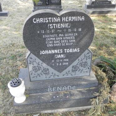 BENADE Johannes Tobias 1936-2008 &amp; Christina Hermina 1937-2006