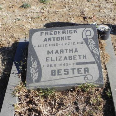 BESTER Frederick Antonie 1942-1981 &amp; Martha Elizabeth 1949-