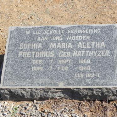 PRETORIUS Sophia Maria Aletha nee MATTHYZER 1860-1940