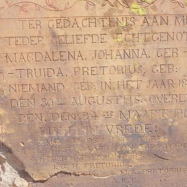 PRETORIUS Magdalena Johanna Gertruida nee NIEMAND 1882-1915