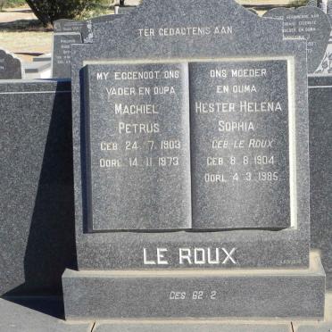 ROUX Machiel Petrus, le 1903-1973 &amp; Hester Helena Sophia LE ROUX 1904-1985