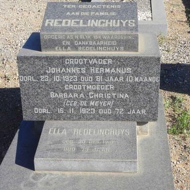 REDELINGHUYS Johannes Hermanus -1923 &amp; Barbara Christina DE MEYER -1923 :: REDELINGHUYS Ella 1918-