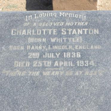 STANTON Charlotte nee WHITTLE 1836-1934