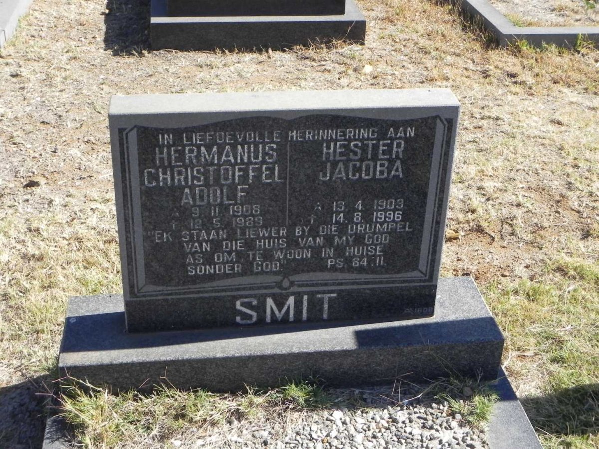 SMIT Hermanus Christoffel Adolf 1908-1989 &amp; Hester Jacoba 1903-1996