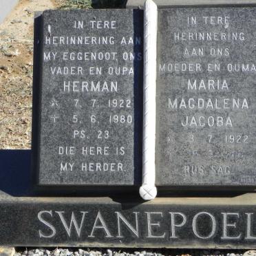SWANEPOEL Herman 1922-1980 &amp; Maria Magdalena Jacoba 1922-200?