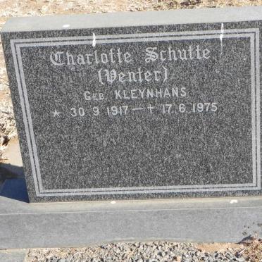 SCHUTTE Charlotte formerly VENTER nee KLEYNHANS 1917-1975