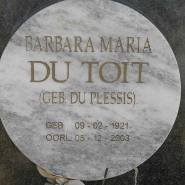 TOIT Barbara Maria, du nee DU PLESSIS 1921-2003