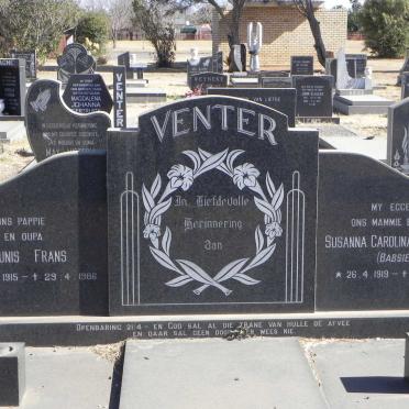 VENTER Theunis Frans 1915-1986 &amp; Susanna Carolina Wilhelmina 1919-1985