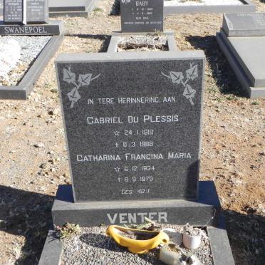 VENTER Gabriël du Plessis 1918-1988 &amp; Catharina Francina Maria 1934-1979