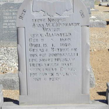 VENTER Anna A.C.C. Mynhardt nee V. JAARSVELD 1898-1950